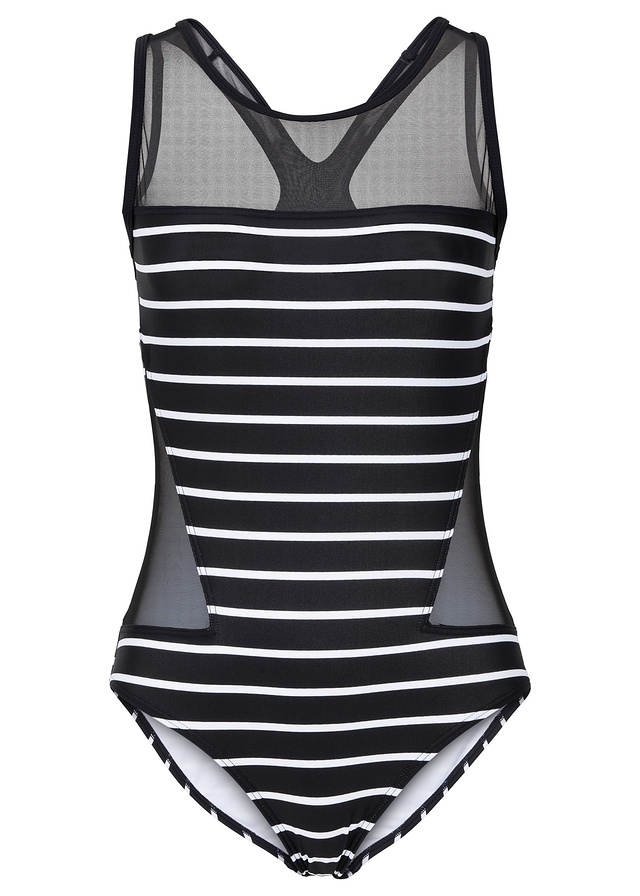 F4698  Mesh Sexy Stripe Bikini One Piece Monokini Bathing Suit Swimwear